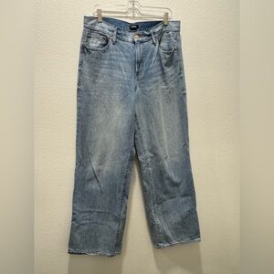 Express Light Blue Wide Leg High Rise Jeans